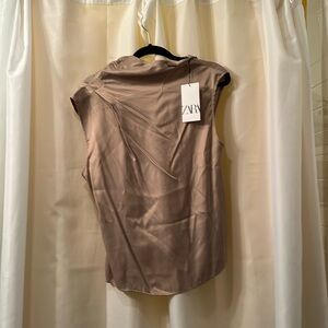 Zara NWT champagne/gold top